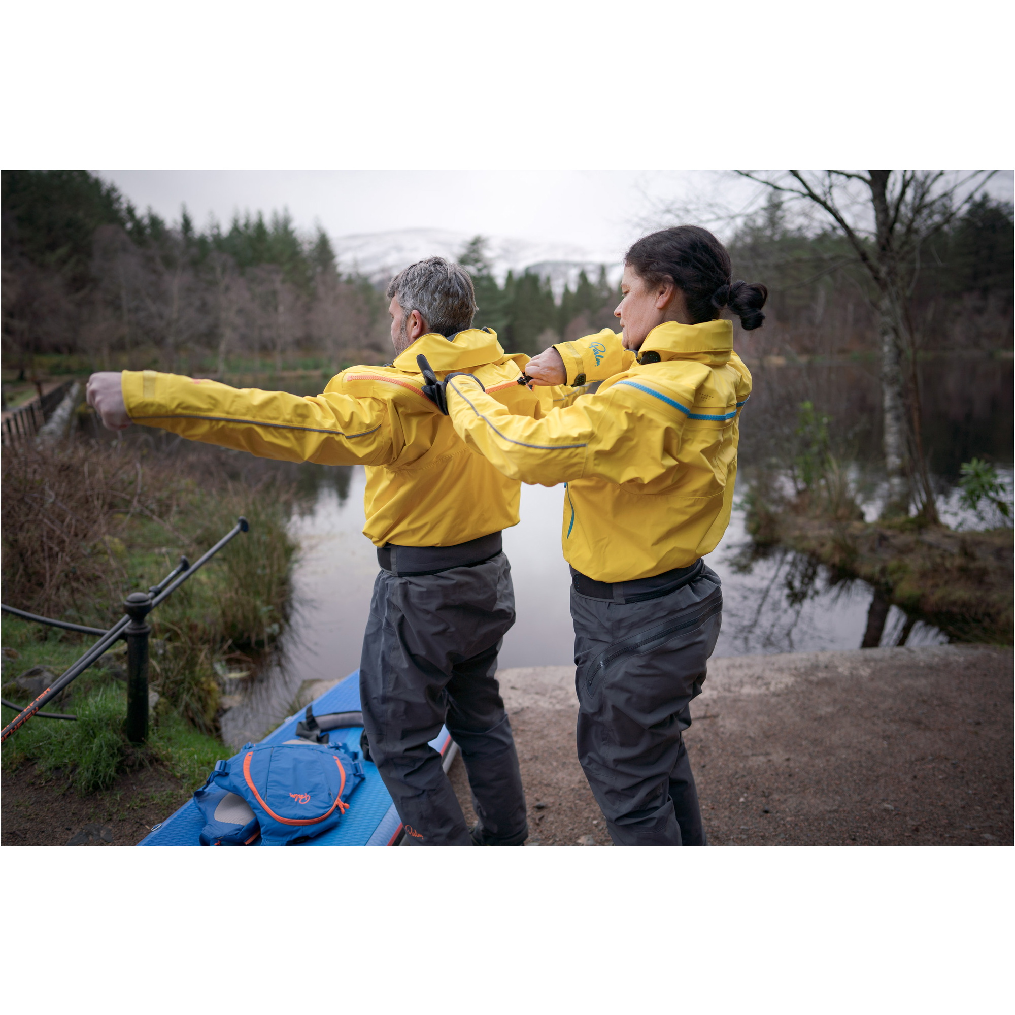 2025 Palm Hommes Bora Touring Kayak Drysuit 12382 - Yellow / Jet Grey